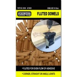 Haron Fluted Dowels 10 X 38mm — 40 Piece Pack