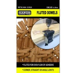 Haron Fluted Dowels 8 X 38mm — 50 Piece Pack