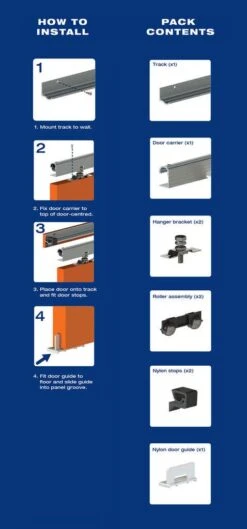 Cowdroy Quadball Door Track System 760-920mm -Home Hardware 2177392 2