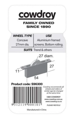 Cowdroy Sheave Concave Wheel Type 27mm -Home Hardware 2213007 3 39