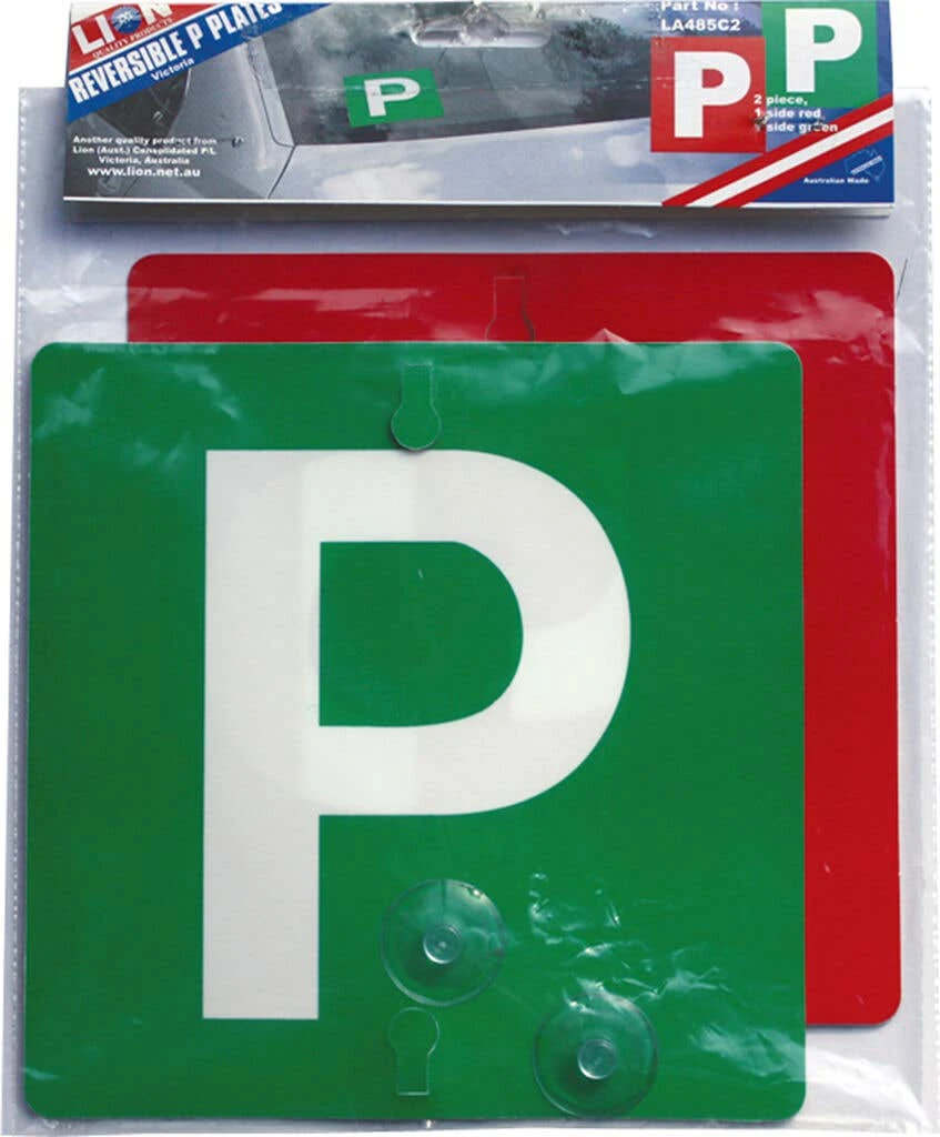 Lion Reversible Green & Red P Plate - 2 Pack 3 Lion Reversible Green & Red P Plate - 2 Pack
