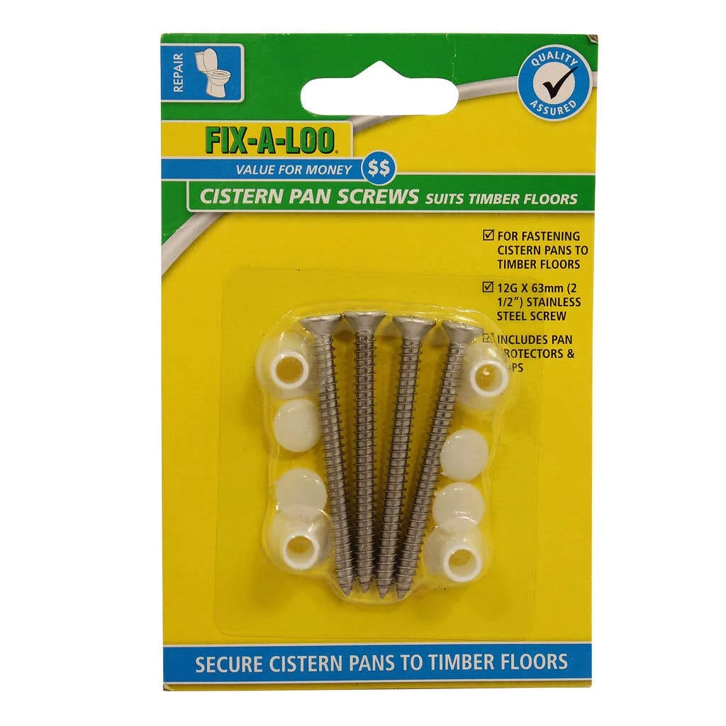 FIX-A-LOO Cistern Pan Screws 63mm 4 FIX-A-LOO Cistern Pan Screws 63mm - Image 2