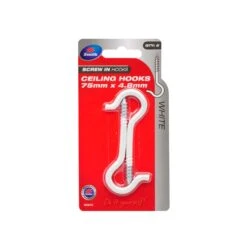 Zenith Ceiling Hook White 75 X 4.8mm - 2 Pack