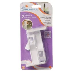 Dreambaby Dual Action Adhesive Double Locks - 2 Pack