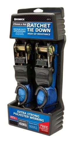 Bremick Ratchet Tie Down 25mm X 4m - 2 Pack