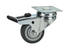 Cold Steel Rubber Swivel Castor With Brake Grey 50mm