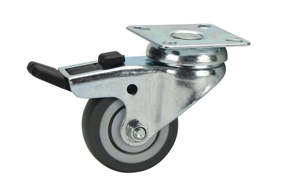 Cold Steel Rubber Swivel Castor With Brake Grey 50mm 3 Cold Steel Rubber Swivel Castor With Brake Grey 50mm