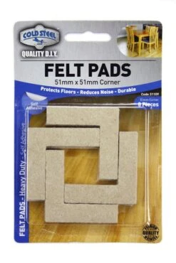Cold Steel Heavy Duty Corner Felt Pads Beige 51 X 51mm - 8 Pack