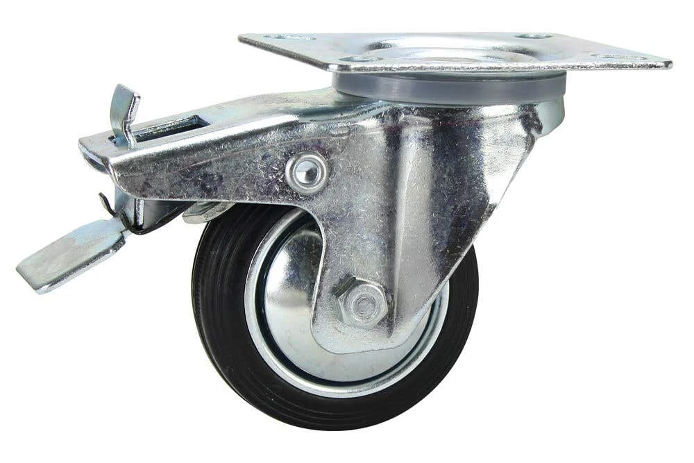 Cold Steel Rubber Swivel Castor With Brake Black 80mm 3 Cold Steel Rubber Swivel Castor With Brake Black 80mm