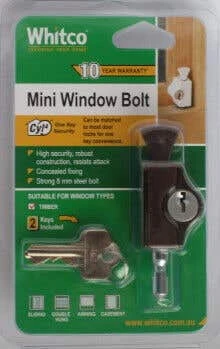 Whitco CYL4 Mini Window Bolt Mahogany 3 Whitco CYL4 Mini Window Bolt Mahogany