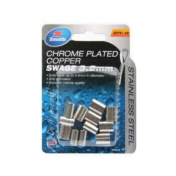 Zenith Swage Chrome Plated Copper Stainless Steel 3mm - 12 Pack 3 Zenith Swage Chrome Plated Copper Stainless Steel 3mm - 12 Pack