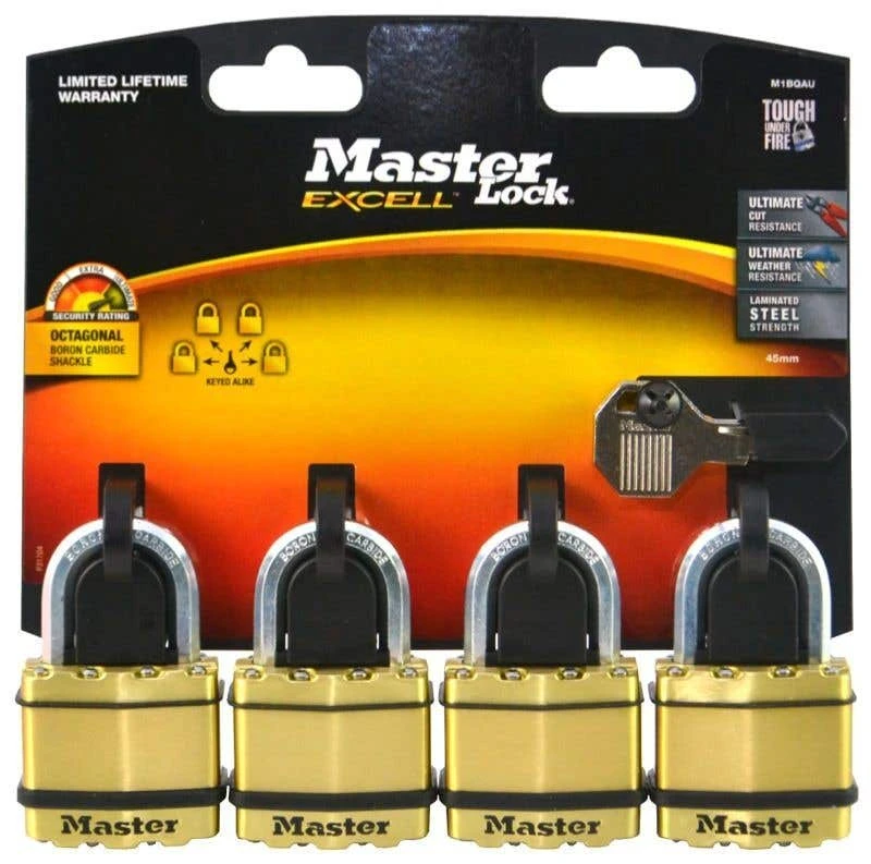 Master Lock Excell Laminated Padlock 45mm - 4 Pack 4 Master Lock Excell Laminated Padlock 45mm - 4 Pack - Image 2