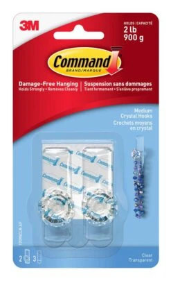 Command Crystal Knob Hook - 2 Pack