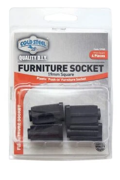 Cold Steel Furniture Socket Square 19mm - 4 Pack