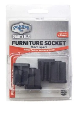 Cold Steel Furniture Socket Square 25mm - 4 Pack