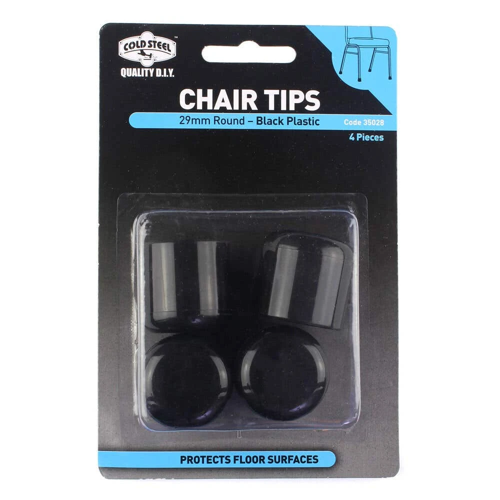 Cold Steel Round Plastic Chair Tips Black 29mm - 4 Pack 3 Cold Steel Round Plastic Chair Tips Black 29mm - 4 Pack