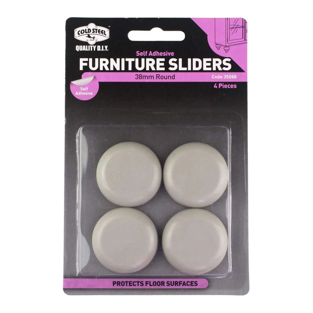 Cold Steel Furniture Sliders Round Plastic 38mm - 4 Pack 3 Cold Steel Furniture Sliders Round Plastic 38mm - 4 Pack