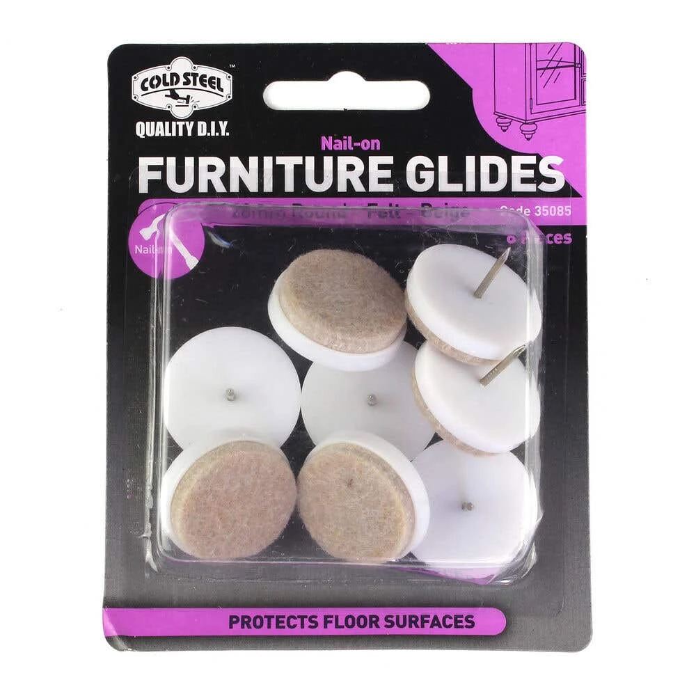 Cold Steel Furniture Glides Felt Nail-On Beige 25mm - 8 Pack 3 Cold Steel Furniture Glides Felt Nail-On Beige 25mm - 8 Pack