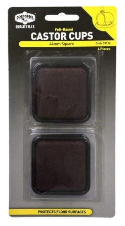 Cold Steel Castor Cups Felt Based Square 44mm - 4 Pack