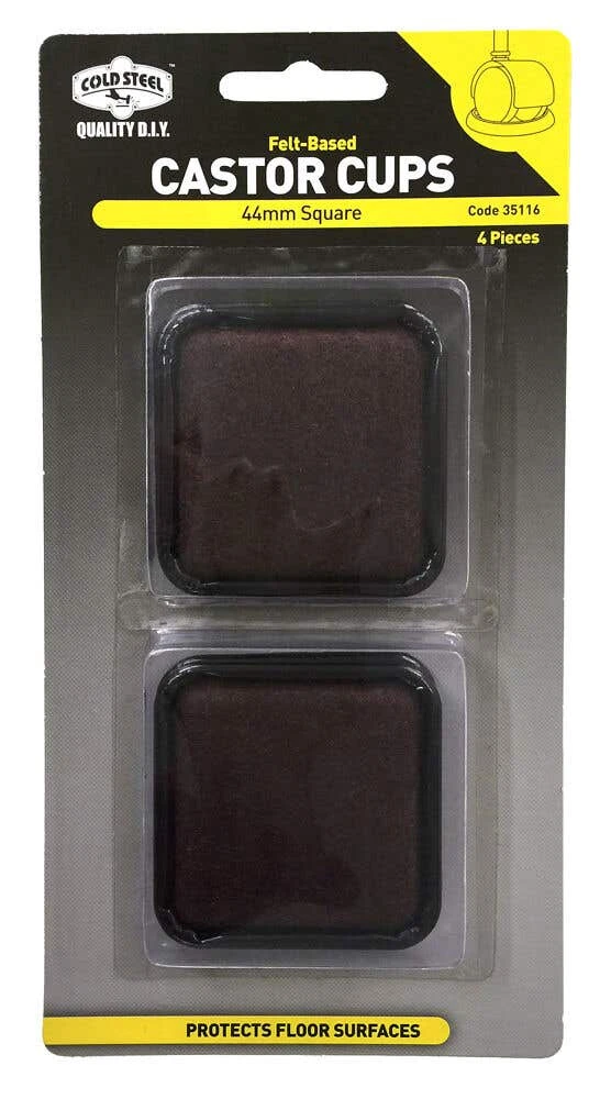 Cold Steel Castor Cups Felt Based Square 44mm - 4 Pack 3 Cold Steel Castor Cups Felt Based Square 44mm - 4 Pack