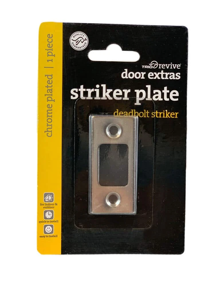 Trio Deadbolt Striker Plate Chrome Plated 57 X 25mm 3 Trio Deadbolt Striker Plate Chrome Plated 57 X 25mm