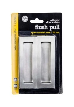 Trio Flush Pull Rectangular Satin Stainless Steel 120mm X 40mm