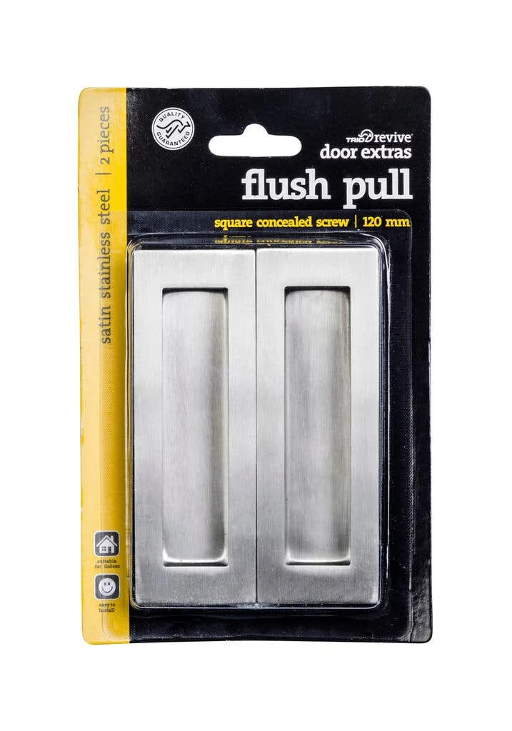 Trio Flush Pull Rectangular Satin Stainless Steel 120mm X 40mm 3 Trio Flush Pull Rectangular Satin Stainless Steel 120mm X 40mm