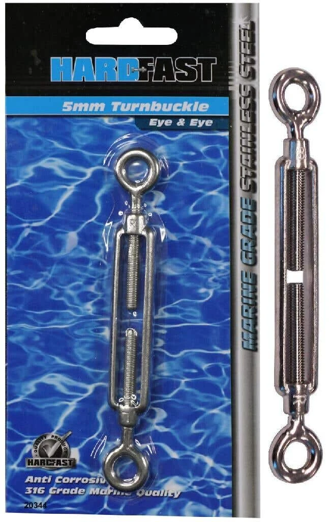 Hardfast Turnbuckle Eye & Eye Stainless Steel 6mm 3 Hardfast Turnbuckle Eye & Eye Stainless Steel 6mm
