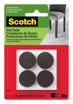 Scotch Round Felt Pads Brown 25mm - 12 Pack