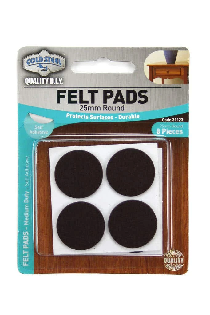 Cold Steel Heavy Duty Round Felt Pads Brown 25mm - 8 Pack 3 Cold Steel Heavy Duty Round Felt Pads Brown 25mm - 8 Pack