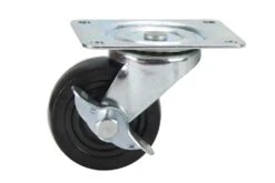 Cold Steel Rubber Swivel Castor With Brake Black 63mm