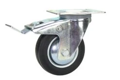 Cold Steel Rubber Swivel Castor With Brake Black 100mm