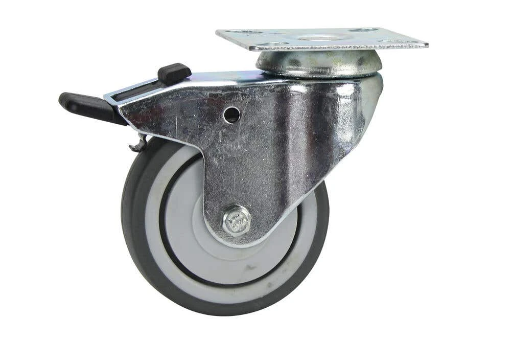 Cold Steel Rubber Swivel Castor With Brake Grey 75mm 3 Cold Steel Rubber Swivel Castor With Brake Grey 75mm