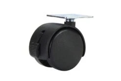 Cold Steel Twin Wheel Hooded Plate Furniture Castor With Brake 50mm - 2 Pack