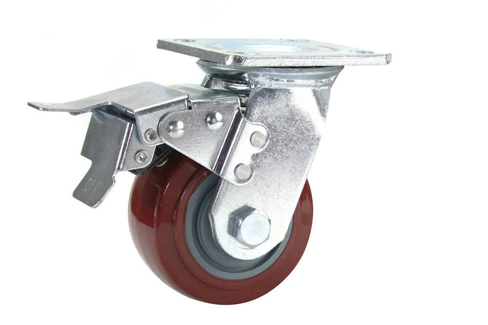 Cold Steel Urethane Swivel Castor With Brake Red 100mm 3 Cold Steel Urethane Swivel Castor With Brake Red 100mm
