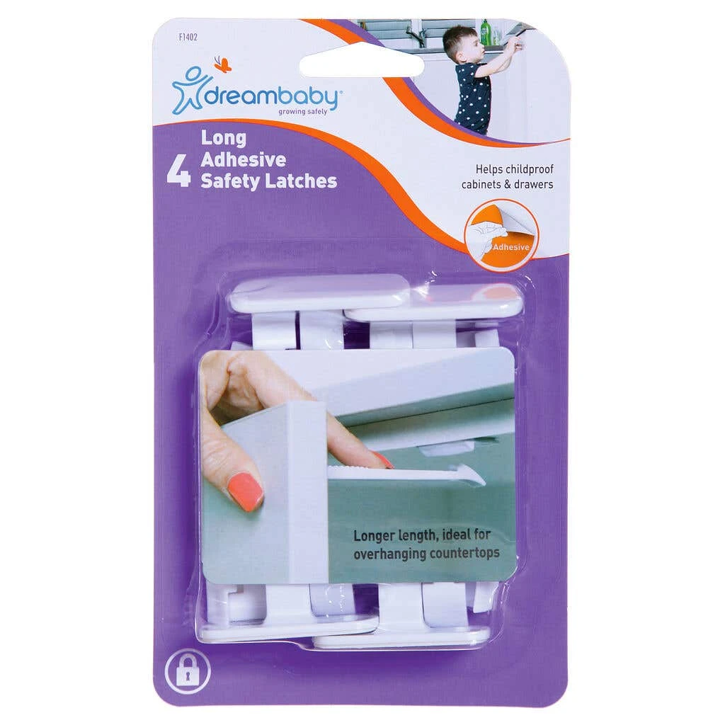 Dreambaby Long Adhesive Safety Catches - 4 Pack 3 Dreambaby Long Adhesive Safety Catches - 4 Pack
