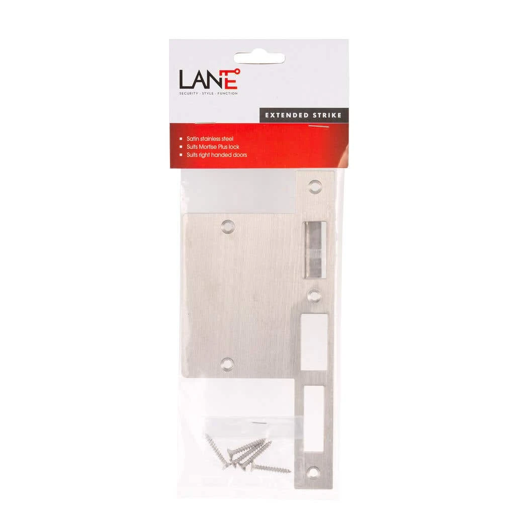 Lane Extended Strike Mortise Plus Right Satin Stainless Steel 3 Lane Extended Strike Mortise Plus Right Satin Stainless Steel