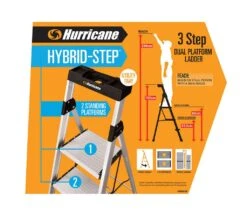 Hurricane 3 Step Dual Platform Ladder 120kg -Home Hardware 6080493 5 4