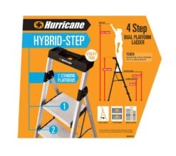 Hurricane 4 Step Dual Platform Ladder 120kg -Home Hardware 6080501 5 4