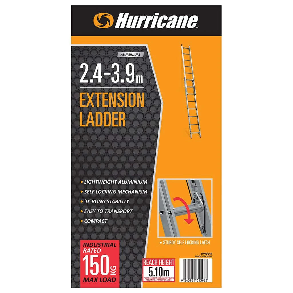 Hurricane 2.4 -3.9m Extension Ladder 150kg Industrial 7 Hurricane 2.4 -3.9m Extension Ladder 150kg Industrial - Image 5