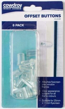 Cowdroy Flyscreen Offset Buttons Clear - 8 Pack