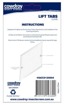 Cowdroy Flyscreen Lift Tabs Clear - 4 Pack -Home Hardware 6284160 1 79