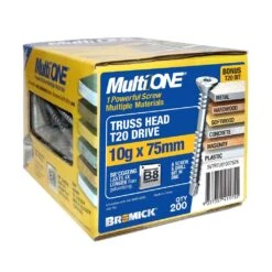 Bremick Screw MultiOne Countersunk Truss Head Torx Drive 20 B8 Coated 10g X 75mm - 200 Pack