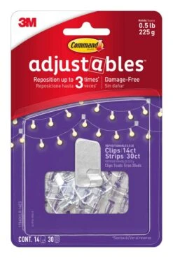 Command Adjustables Repositionable Wall Clips Clear Small - 14 Pack