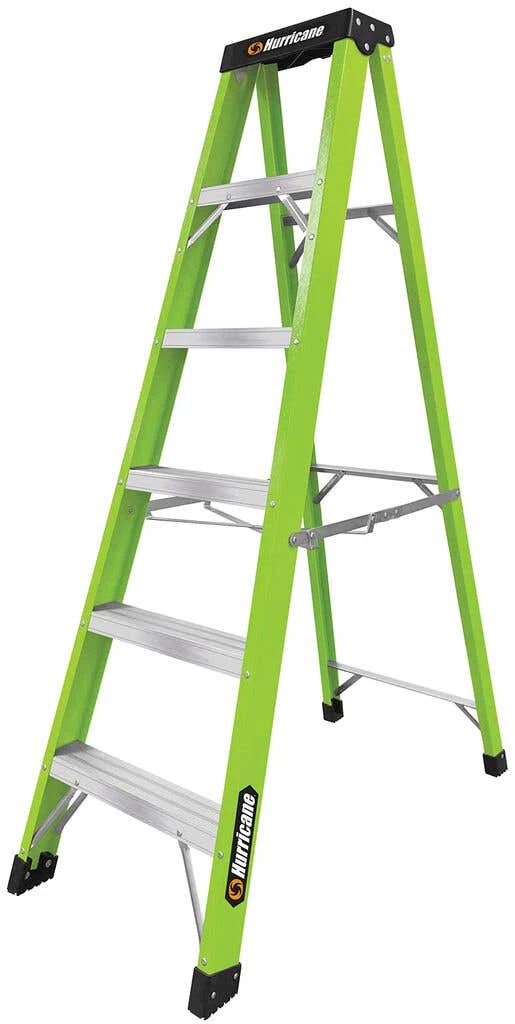 Hurricane Hi-Vis Fibreglass Single Sided Ladder 120kg Industrial 1.8m 3 Hurricane Hi-Vis Fibreglass Single Sided Ladder 120kg Industrial 1.8m