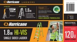 Hurricane Hi-Vis Fibreglass Single Sided Ladder 120kg Industrial 1.8m 7 Hurricane Hi-Vis Fibreglass Single Sided Ladder 120kg Industrial 1.8m -Home Hardware 6425599 2 5