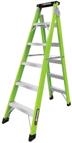 Hurricane Hi-Vis Fibreglass Dual Purpose Ladder 120kg Industrial 1.8-3.2m
