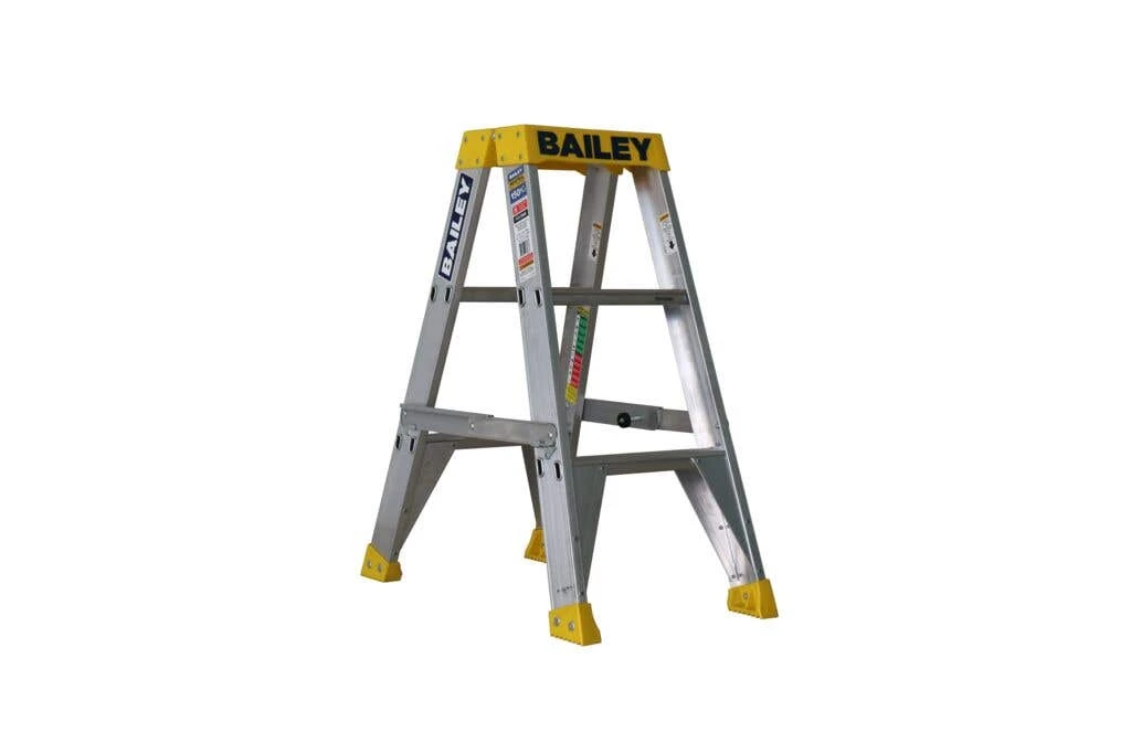 Bailey Pro Punchlock Double Sided Aluminium Ladder 150kg Industrial 3 Step 3 Bailey Pro Punchlock Double Sided Aluminium Ladder 150kg Industrial 3 Step