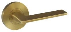 Superior Brass Lever Set Round Rose Narrow Handle Satin Brass 63mm