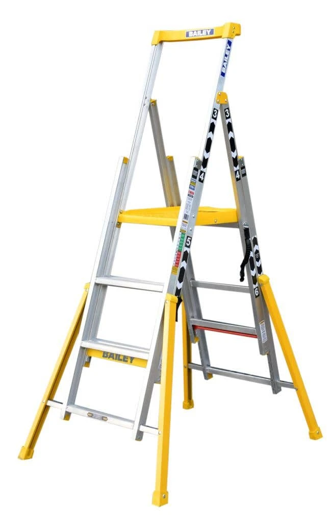 Bailey Adjustable Platform Ladder 3-6 Step Aluminum Industrial 170Kg 4 Bailey Adjustable Platform Ladder 3-6 Step Aluminum Industrial 170Kg - Image 2